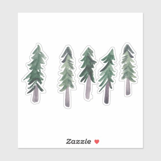 Pine Trees Forest Waterverf Sticker (Vel)