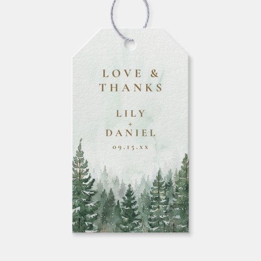 Pine Trees Forest Woodland Wedding Cadeaulabel (Voorkant)