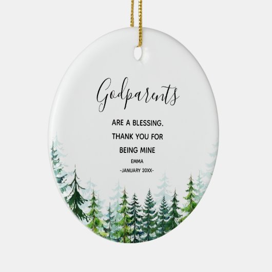 Pine Trees Godouders kerstversiering Keramisch Ornament (Rechts)