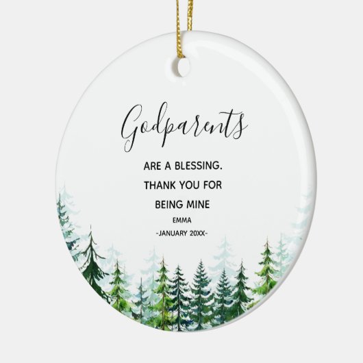 Pine Trees Godouders kerstversiering Keramisch Ornament (Links)