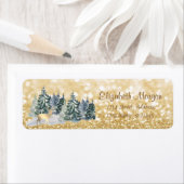 Pine Trees, Gold Deer, Glittery Bokeh Etiket (Insitu)