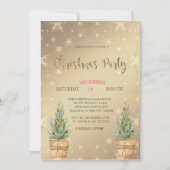 Pine Trees, gouden kerstfeest Kaart (Voorkant)