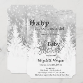 Pine Trees Het is koud buiten Baby shower Kaart