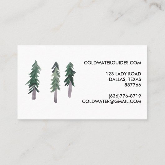 Pine Trees in het open kamp Visitekaartje (Achterkant)