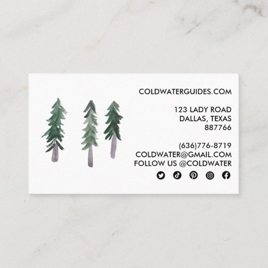 Pine Trees in het open kamp Visitekaartje (Achterkant)