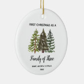 Pine Trees Kerstmis als een familie van drie Keramisch Ornament (Rechts)