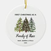 Pine Trees Kerstmis als een familie van drie Keramisch Ornament (Voorkant)
