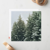 Pine Trees Kerstmis Monogram vilt ecru Notitiekaartje (Voorkant / Achterkant in situ)