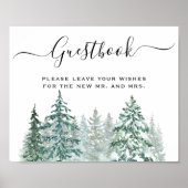 Pine Trees Lantaarn Botanisch Guestbook Sign Poster (Voorkant)