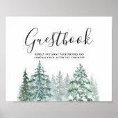 Pine Trees Lantaarn Botanische bruiloft gastenboek Poster (Voorkant)