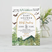 Pine Trees laten het avontuur Baby shower beginnen Kaart (Staand voorkant)