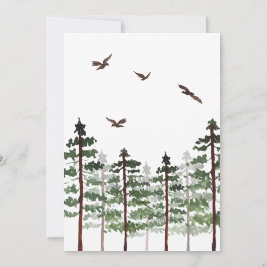 Pine Trees laten het avontuur Baby shower beginnen Kaart (Achterkant)