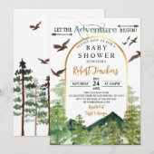 Pine Trees laten het avontuur Baby shower beginnen Kaart (Voorkant / Achterkant)