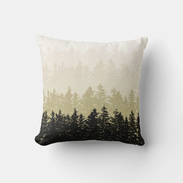 Pine Trees Layered Soft Fade Olive Sierkussen (Voorkant)