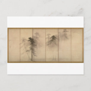 Pine Trees links scherm van Hasegawa Tohaku Briefkaart