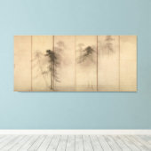 Pine Trees links scherm van Hasegawa Tohaku Canvas Afdruk (Insitu (Houten vloer))