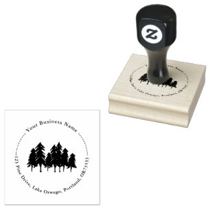 Pine Trees Logo Bedrijfsnaam & Adres Rubberstempel