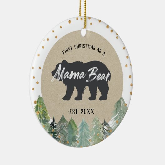 Pine Trees Mama Beer Rustic kerstversiering Keramisch Ornament (Rechts)