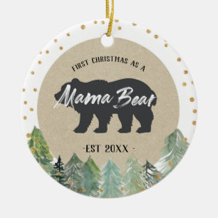 Pine Trees Mama Beer Rustic kerstversiering Keramisch Ornament