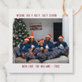 Pine Trees Merry Xmas One Foto Bedankjes Labels (Achterkant)