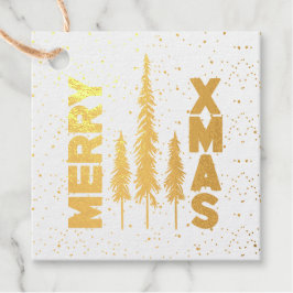 Pine Trees Merry Xmas One Foto Bedankjes Labels