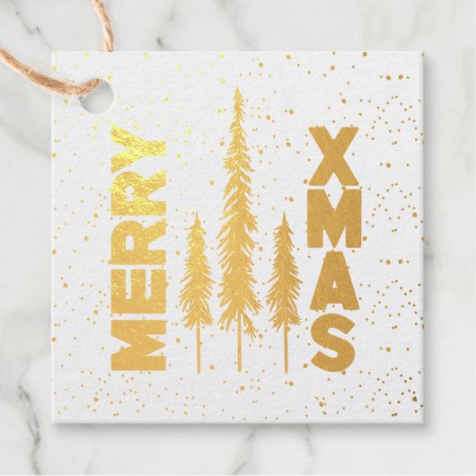 Pine Trees Merry Xmas One Foto Bedankjes Labels (Voorkant)