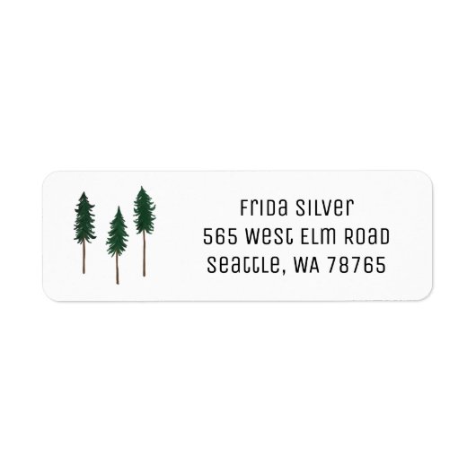 Pine Trees Minimalist CUSTOM Holiday Address Etiket (Voorkant)
