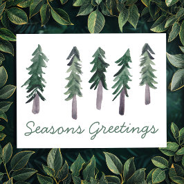 Pine Trees Minimalistische Waterverf CUSTOM Holida Briefkaart