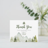 Pine Trees Mountain Adventure Baby shower Bedankkaart (Staand voorkant)
