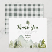 Pine Trees Mountain Adventure Baby shower Bedankkaart (Voorkant / Achterkant)