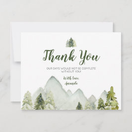 Pine Trees Mountain Adventure Baby shower Bedankkaart