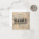  Pine Trees Natuur Scene Newsprint Art Notitiekaartje (Voorkant / Achterkant in situ)