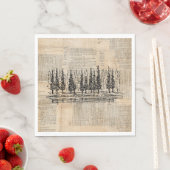 Pine Trees Natuur Scene Newsprint Art Servet (Insitu)