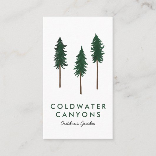 Pine Trees Outdoorsy Camp Hike Adventure Guides Visitekaartje (Voorkant)