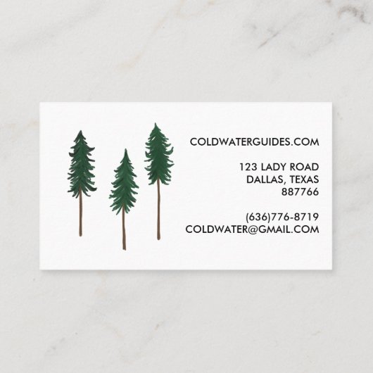 Pine Trees Outdoorsy Camp Hike Adventure Visitekaartje (Achterkant)