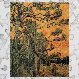 Pine Trees Red Sky stelt Sun in door Vincent van G Legpuzzel