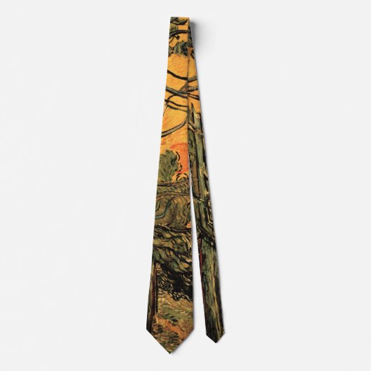 Pine Trees Red Sky stelt Sun in door Vincent van G Stropdas (Voorkant)