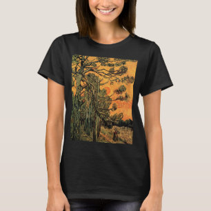 Pine Trees Red Sky stelt Sun in door Vincent van G T-shirt