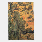 Pine Trees Red Sky stelt Sun in door Vincent van G Theedoek (Verticaal)