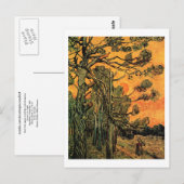 Pine Trees Red Sky Sunset Van Gogh Fine Art Briefkaart (Voorkant / Achterkant)
