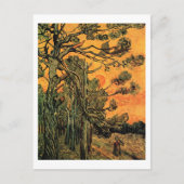 Pine Trees Red Sky Sunset Van Gogh Fine Art Briefkaart (Voorkant)