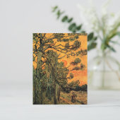 Pine Trees Red Sky Sunset Van Gogh Fine Art Briefkaart (Staand voorkant)