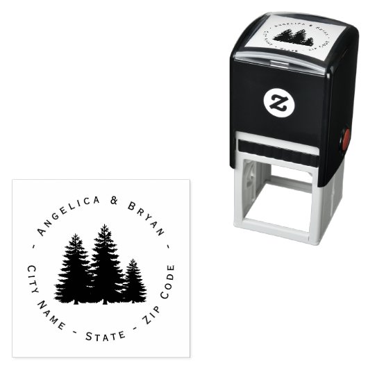 Pine Trees Retouradres Zelfinkkend stempel (In situ)