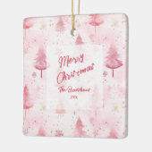 Pine Trees Roze Waterverf Kerst Keramisch Ornament (Links)