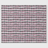 Pine Trees Roze Wit Grijze Stripes Kerstmis Cadeaupapier (Vlak)