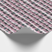 Pine Trees Roze Wit Grijze Stripes Kerstmis Cadeaupapier (Hoek)