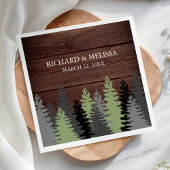 Pine Trees Rustic Wood Winter Weddenschap Servet