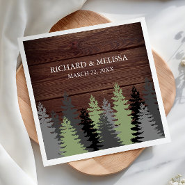 Pine Trees Rustic Wood Winter Weddenschap Servet