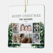 Pine Trees Sneeuwfamilie 6 Foto Collage Keramisch Ornament (Links)