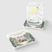 Pine Trees Sneeuwfamilie 6 Foto Collage Stenen Onderzetter (Zijkant)